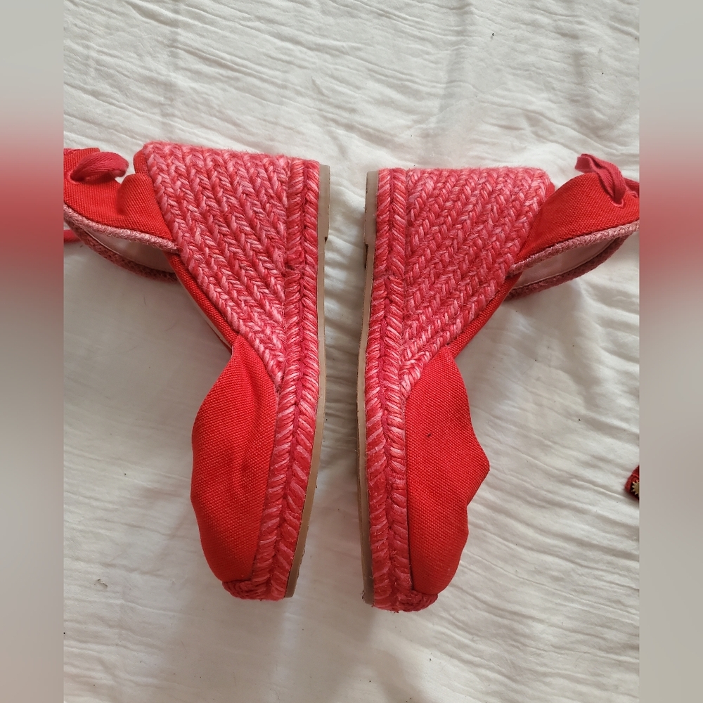 Stuart Weitzman Marguerita Espadrille Wedge Red Women's Shoes Size 6.5 - Picture 12 of 15